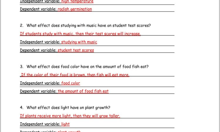 Scientific Method Scenarios Worksheet Middle School