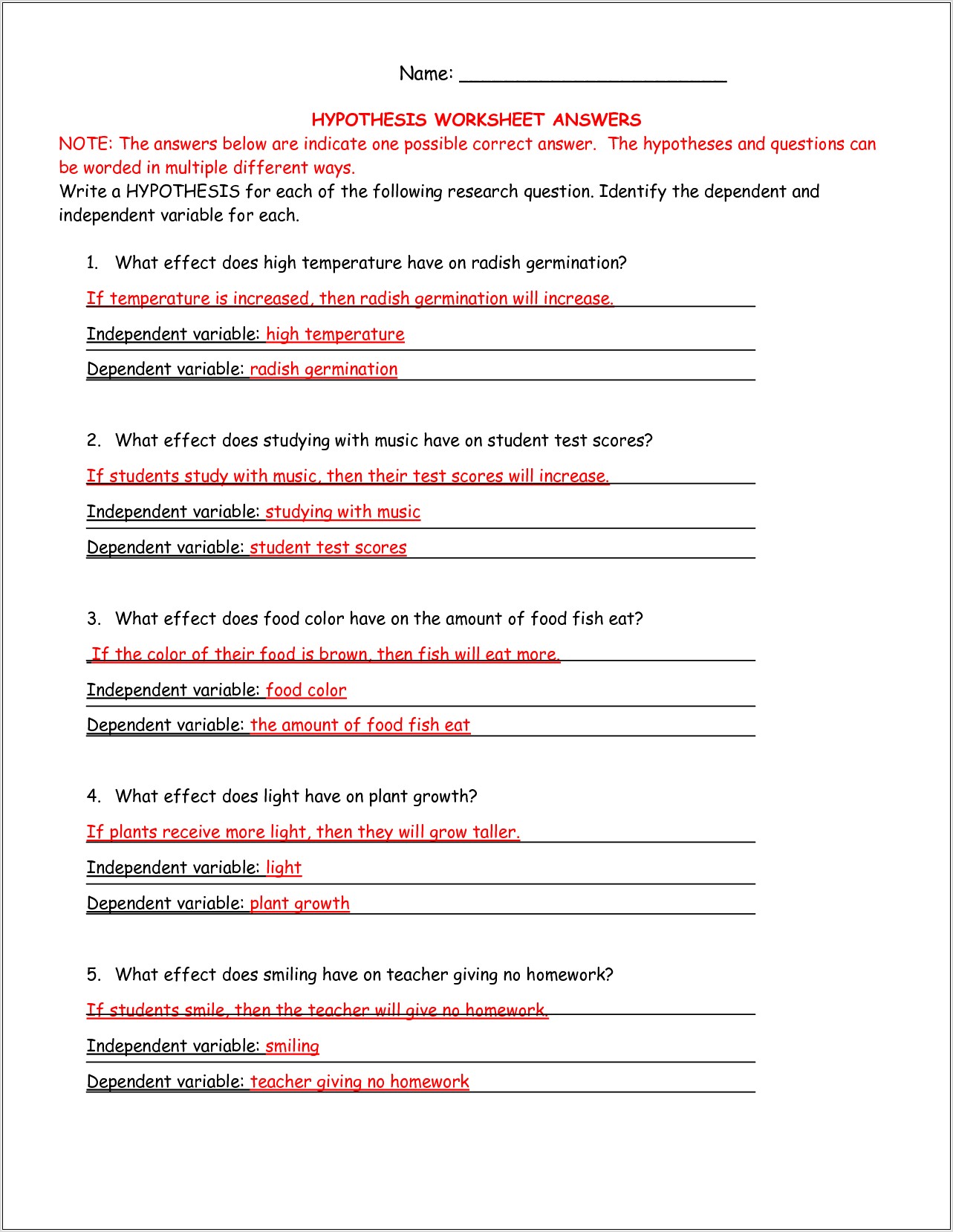 Scientific Method Scenarios Worksheet Middle School