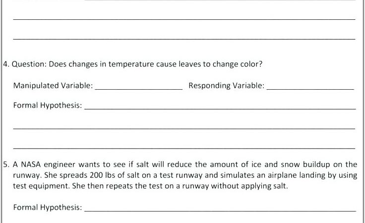 Scientific Method Unit Questions Worksheet Answers