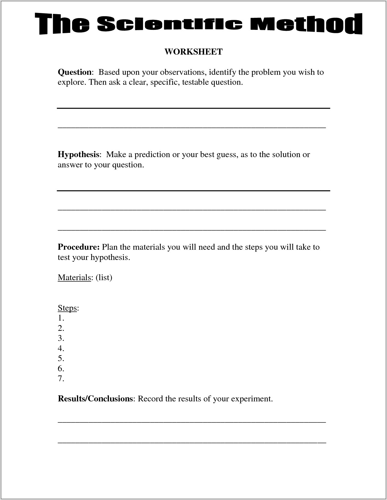 Scientific Method Worksheet For 6th Graders