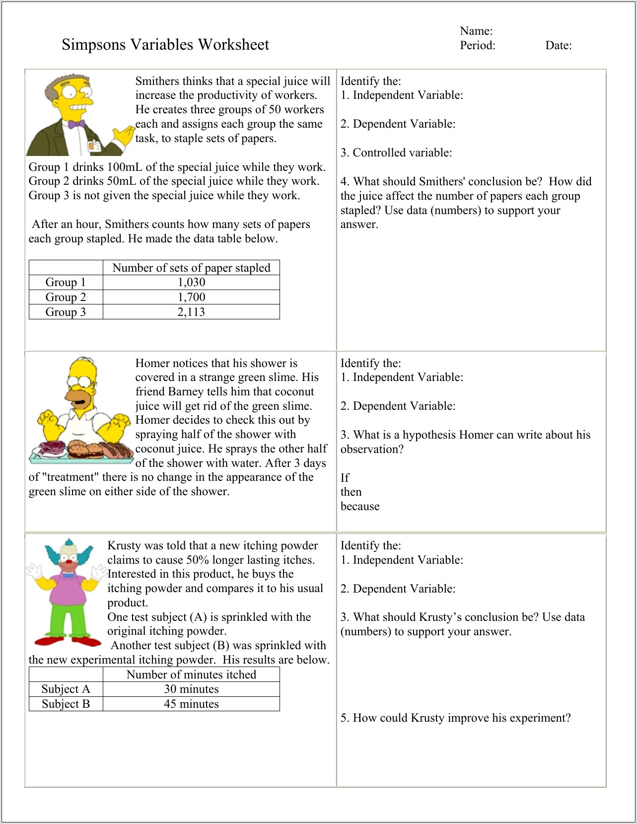 Scientific Method Worksheet High School Chemistry