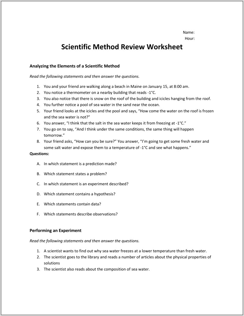 Scientific Method Worksheet Packet