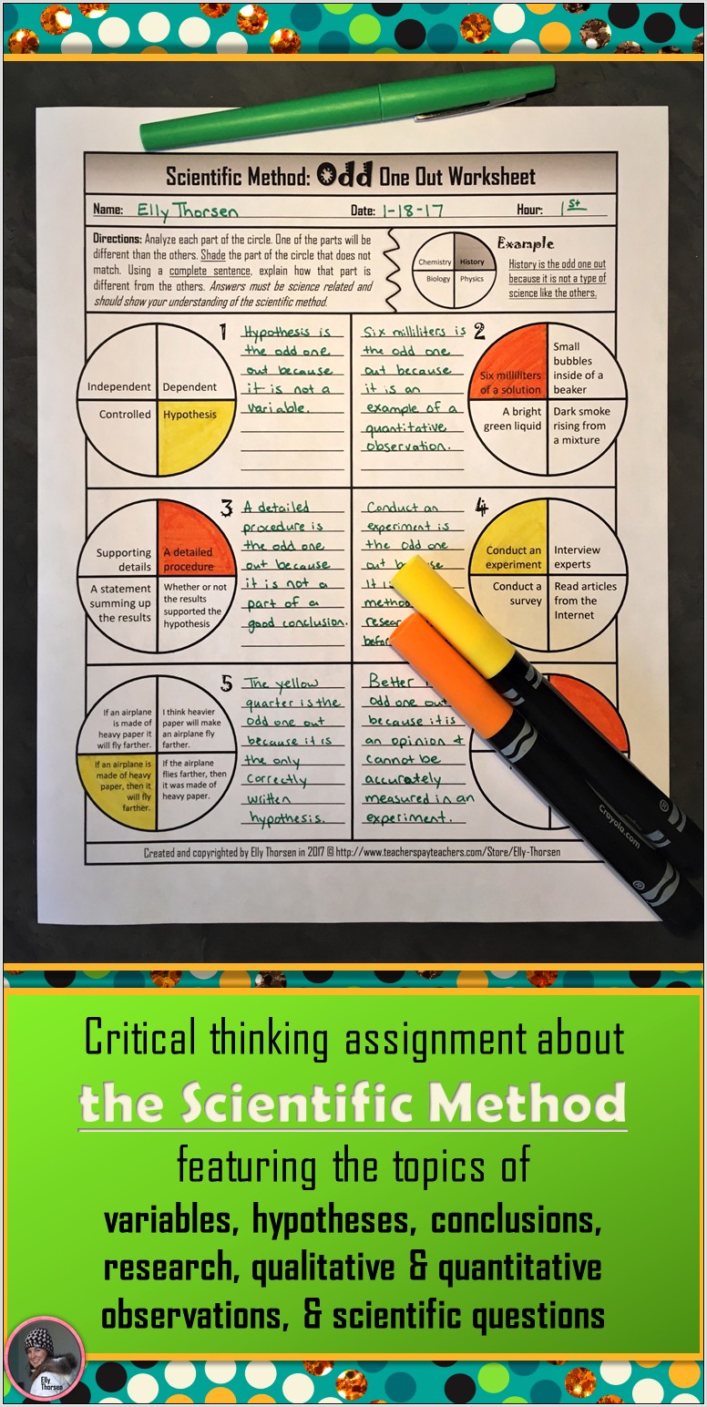 Scientific Method Worksheet Pinterest