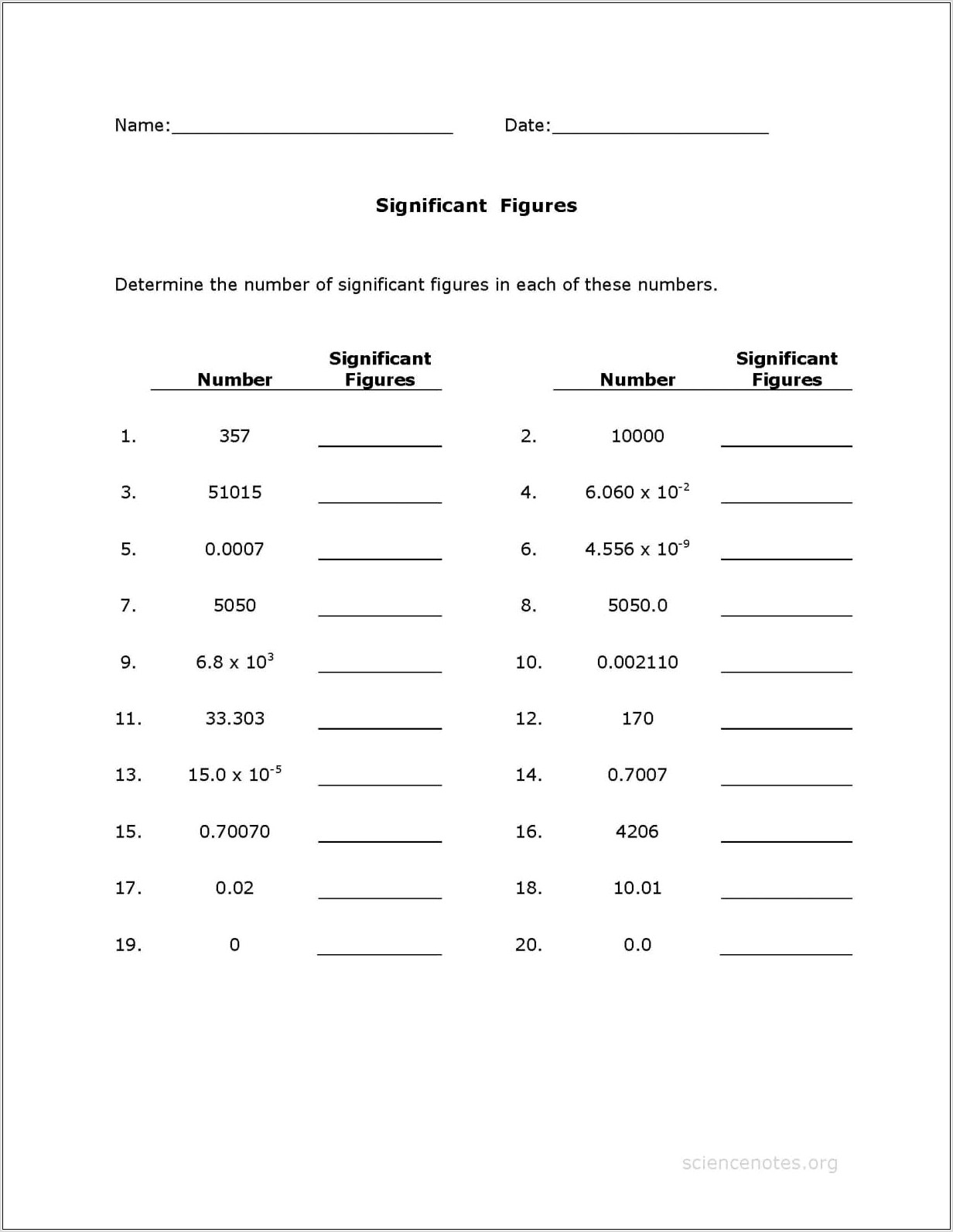 Scientific Notation Worksheet Multiplication And Division