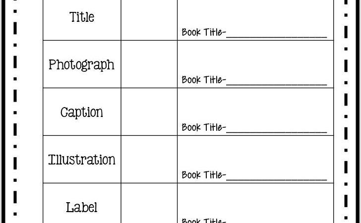 Second Grade Text Features Worksheet