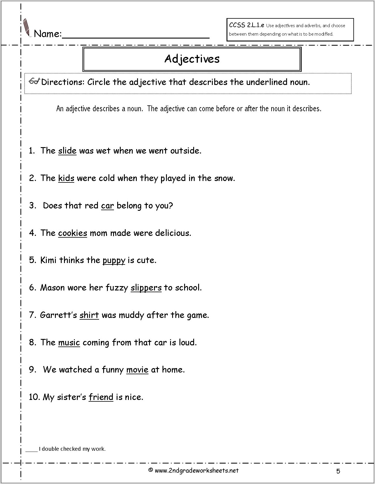 Second Grade Worksheet On Adverbs
