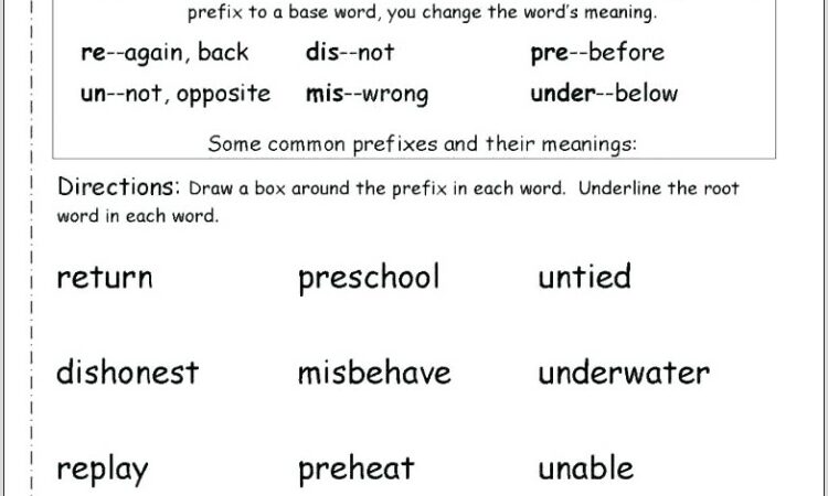 Second Grade Worksheet On Prefixes And Suffixes