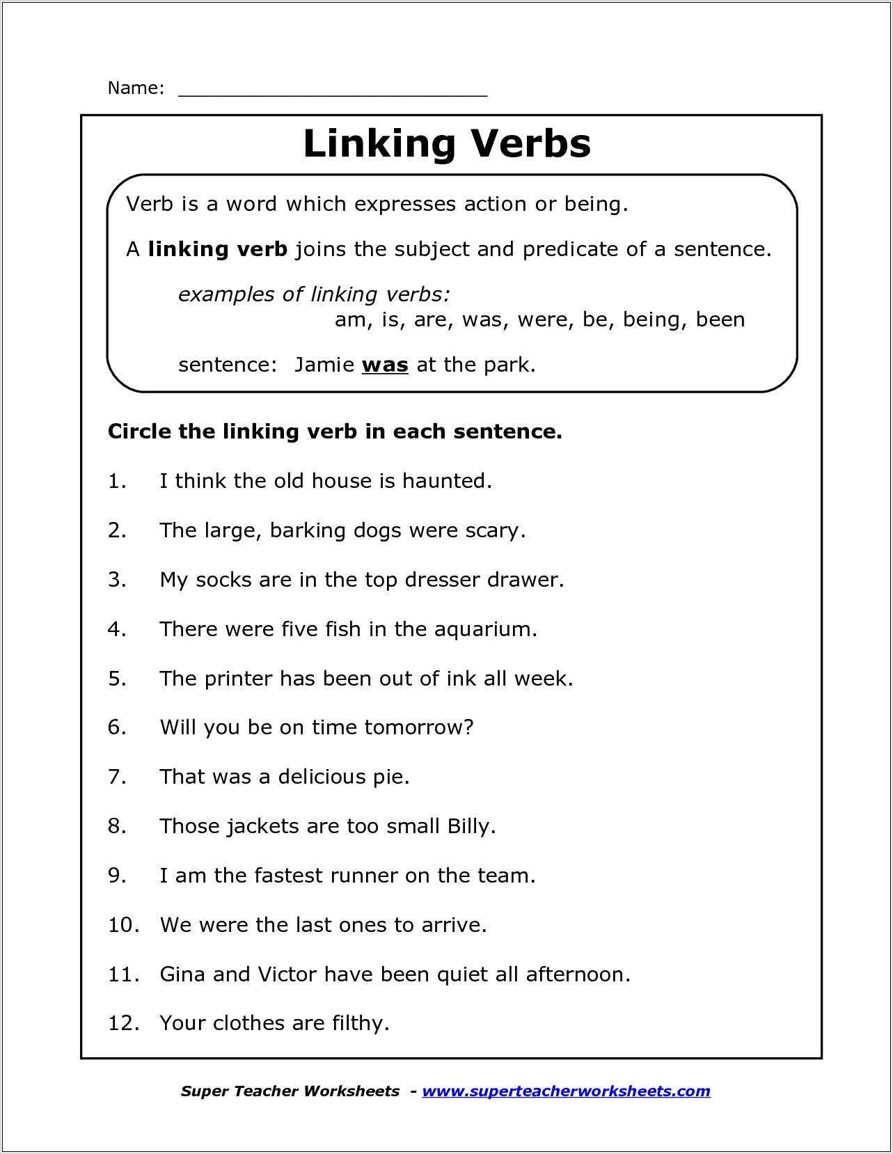 Second Grade Worksheet On Verbs