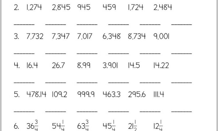 Sequencing Whole Numbers Worksheets