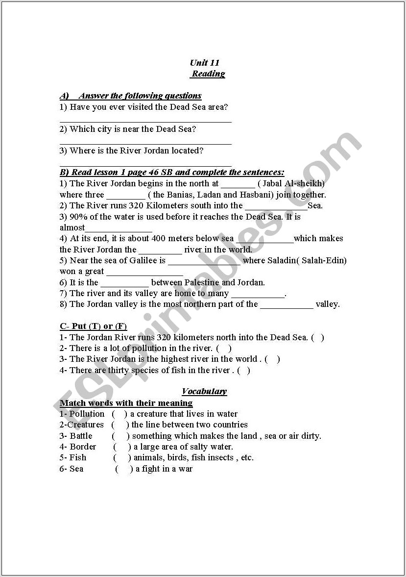 Seventh Grade English Worksheets