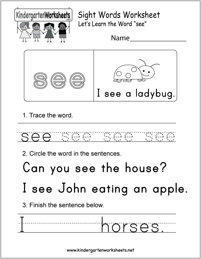 Sight Word Worksheet Can