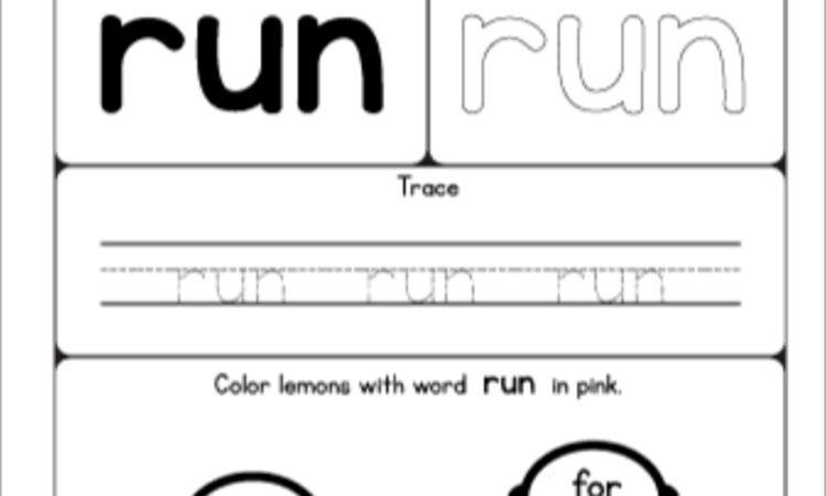 Sight Word Worksheet Run