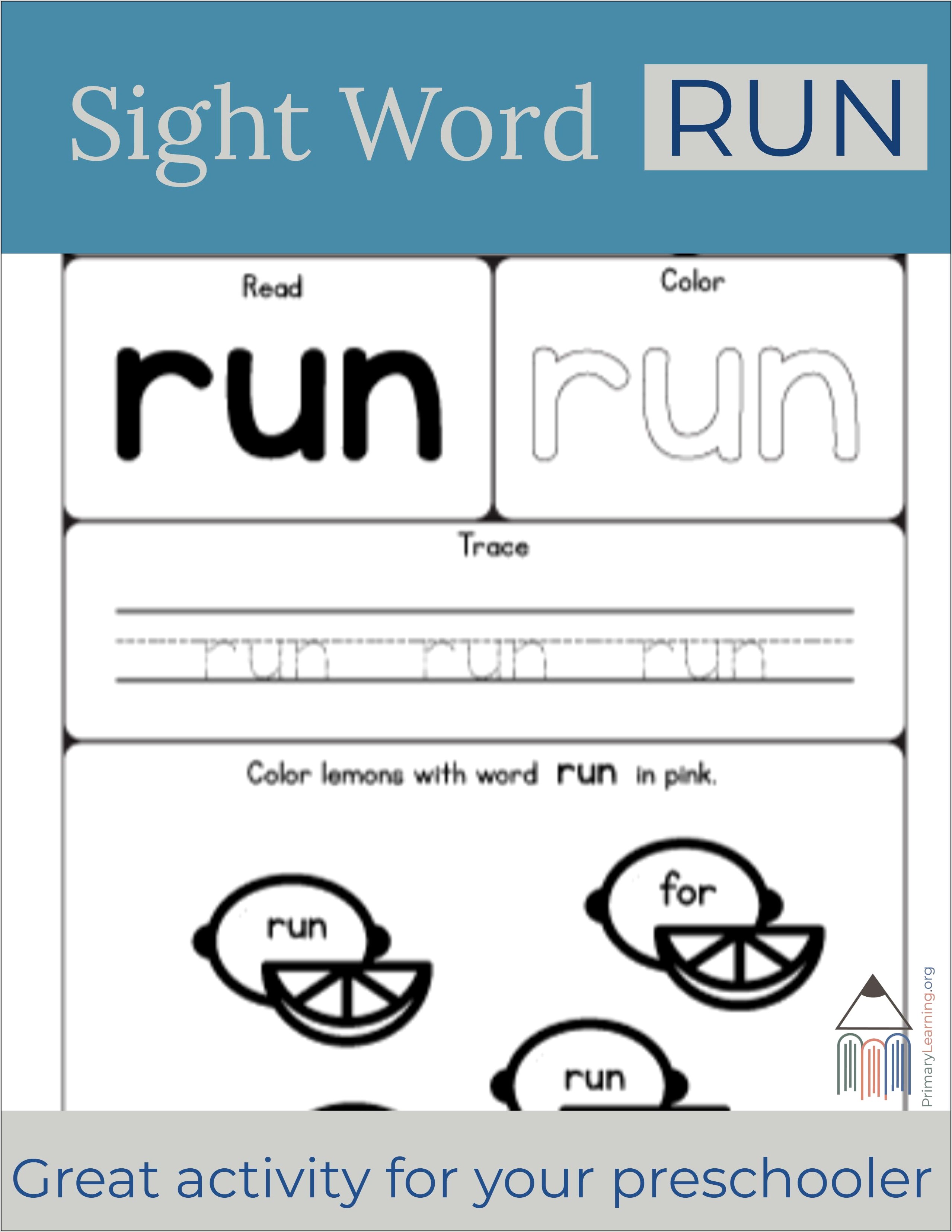 Sight Word Worksheet Run