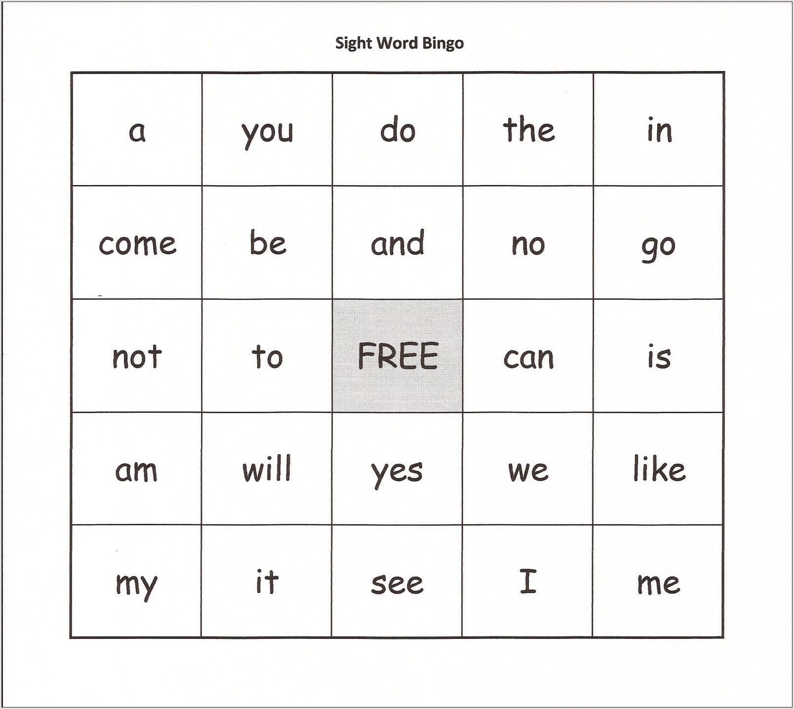 Sight Word Worksheet Template