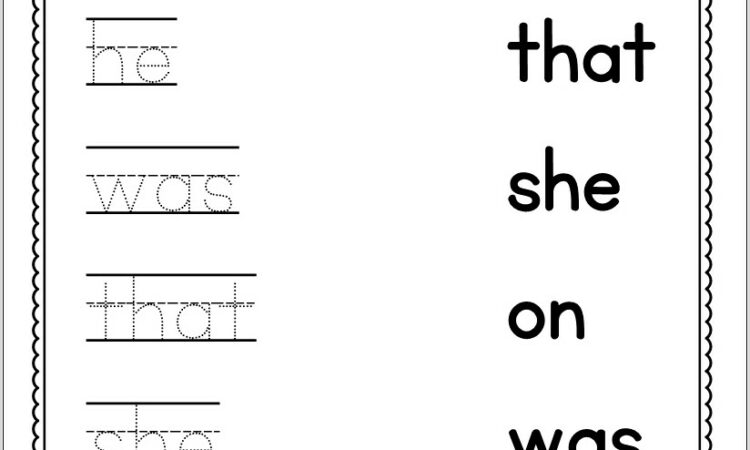 Sight Word Worksheet With