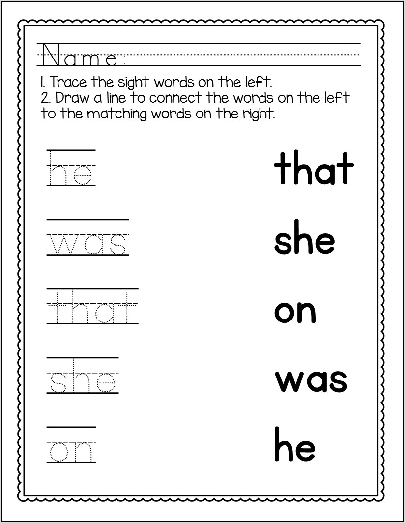 Sight Word Worksheet With