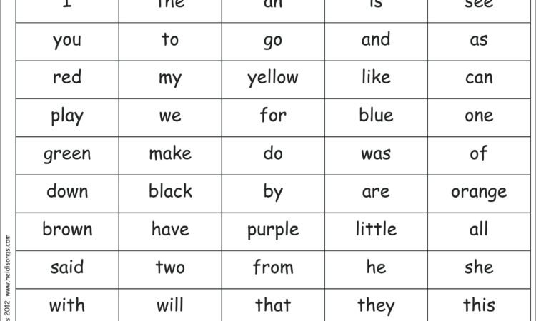 Sight Word Yellow Worksheet