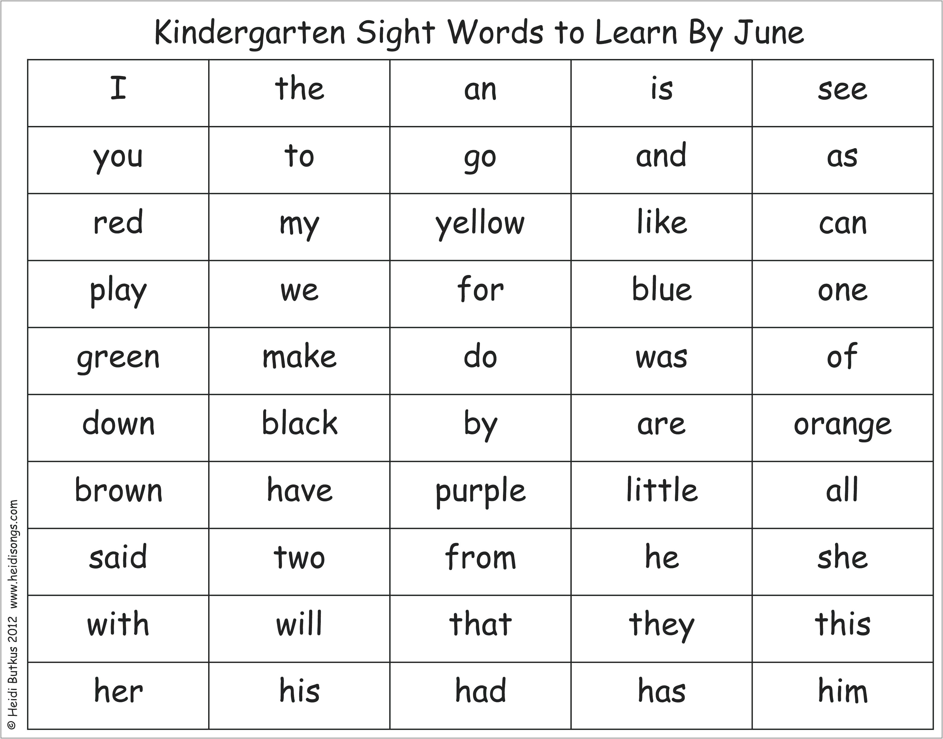 Sight Word Yellow Worksheet