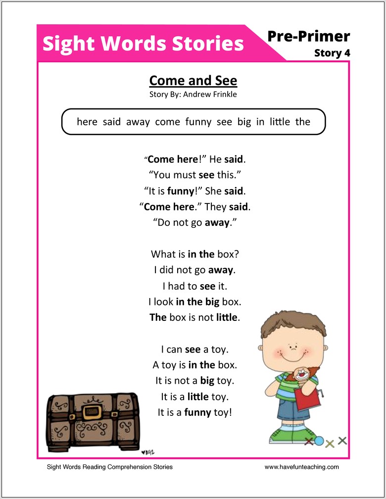 Sight Words And Worksheet