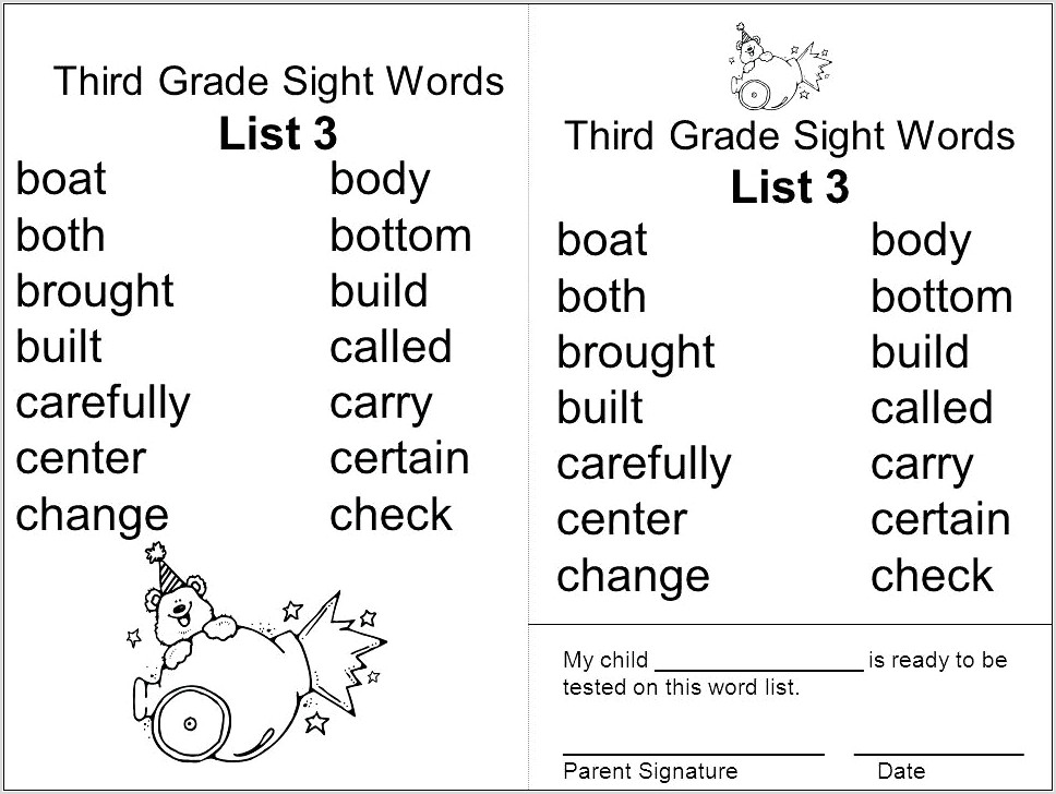 Sight Words Worksheet For 3rd Grade