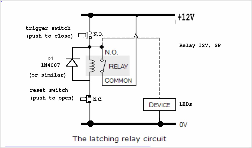 Simple Latching Relay Circuit Diagram
