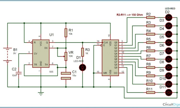 Simple Led Chaser Circuit Diagram