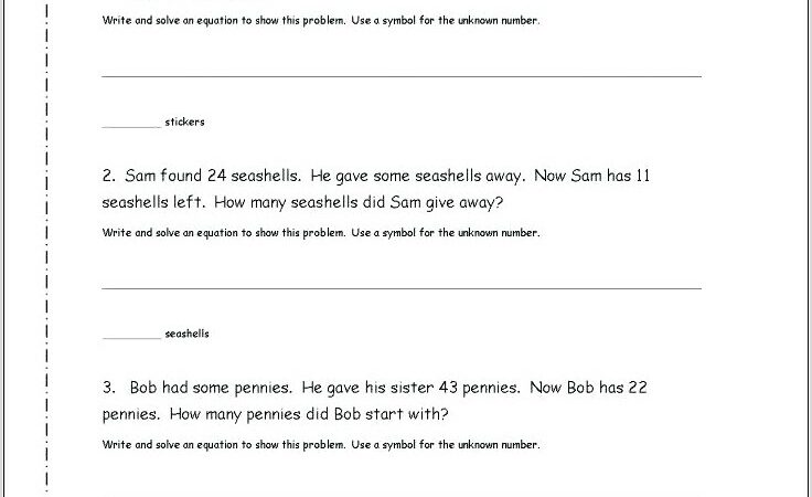 Simple Systems Of Equations Word Problems Worksheet