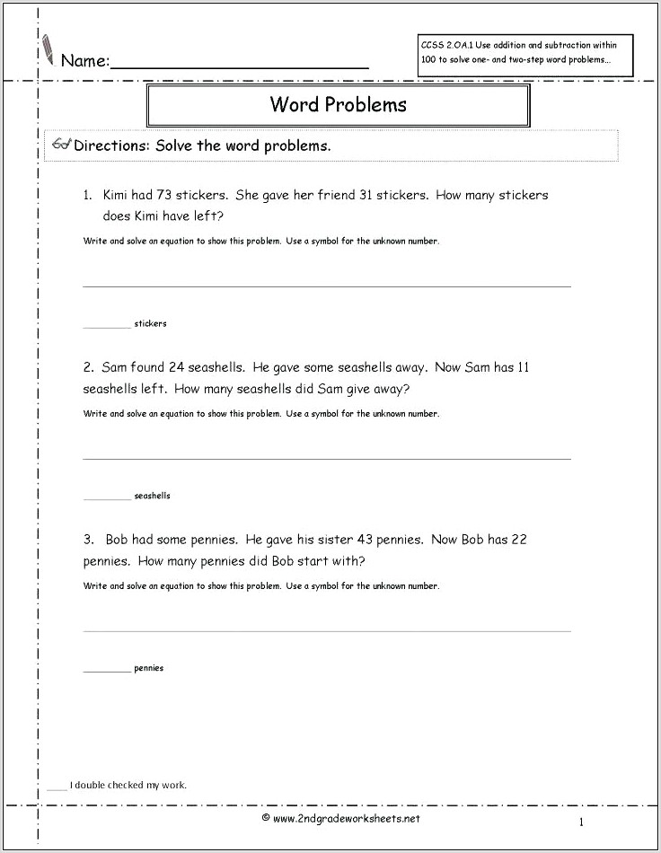 Simple Systems Of Equations Word Problems Worksheet