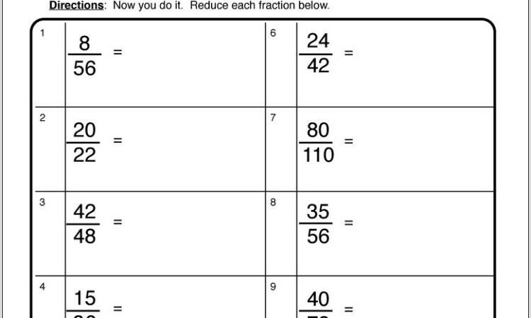 Simplifying Fractions Worksheet Level 5