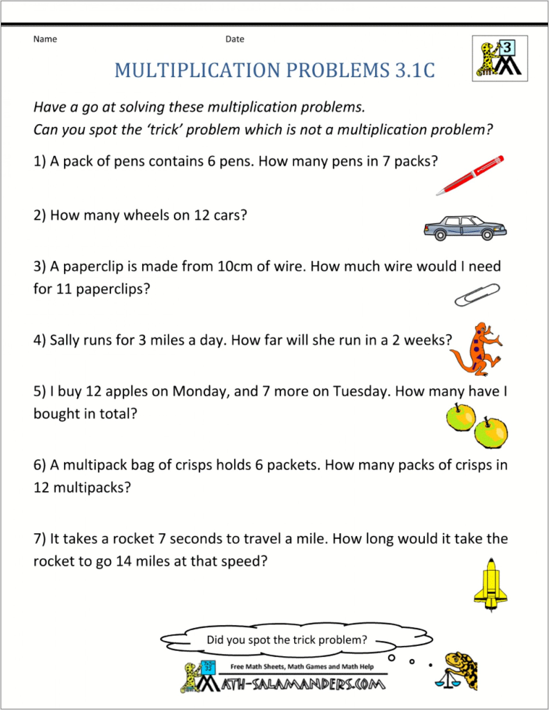 Sixth Grade Math Word Problems Printable
