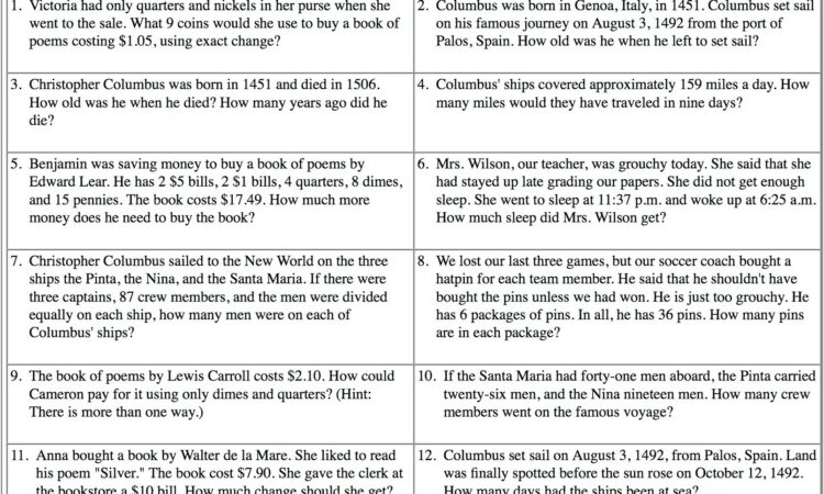 Sixth Grade Math Worksheets Word Problems