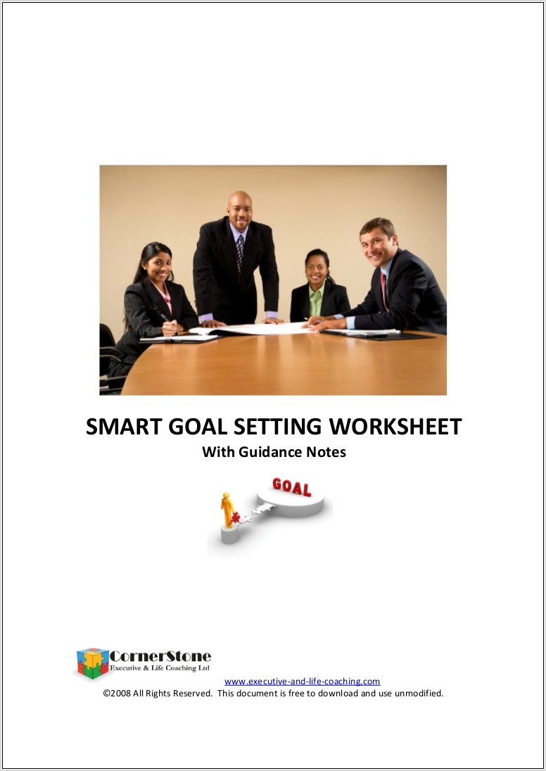 Smart Goal Setting Worksheet Cornerstone