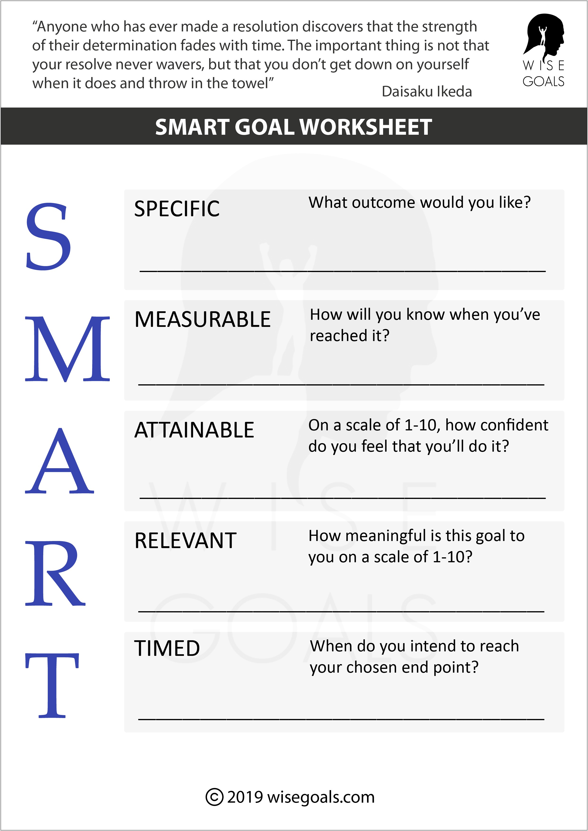 Smart Goals Worksheet For Weight Loss