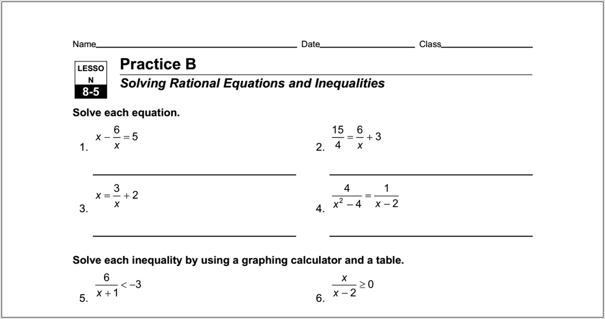 Solving Inequalities Worksheet Doc