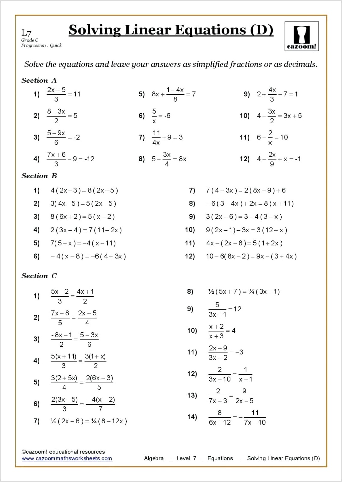 Solving Inequalities Worksheet Middle School