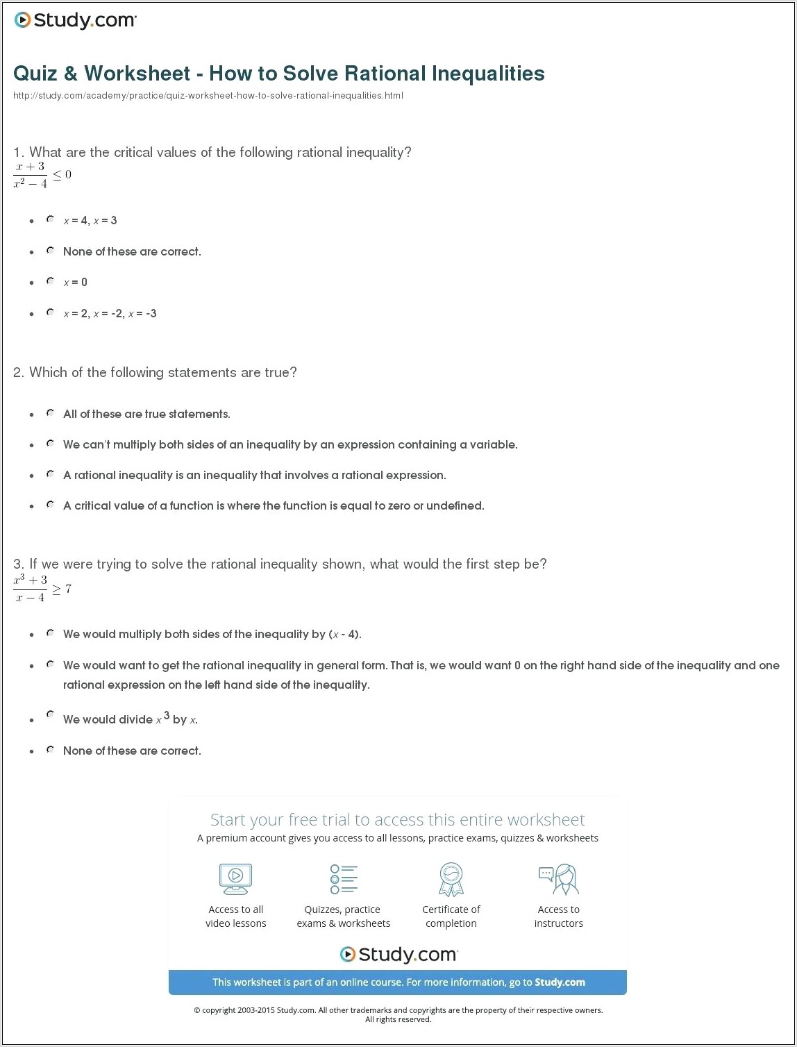 Solving Inequalities Worksheet With Examples