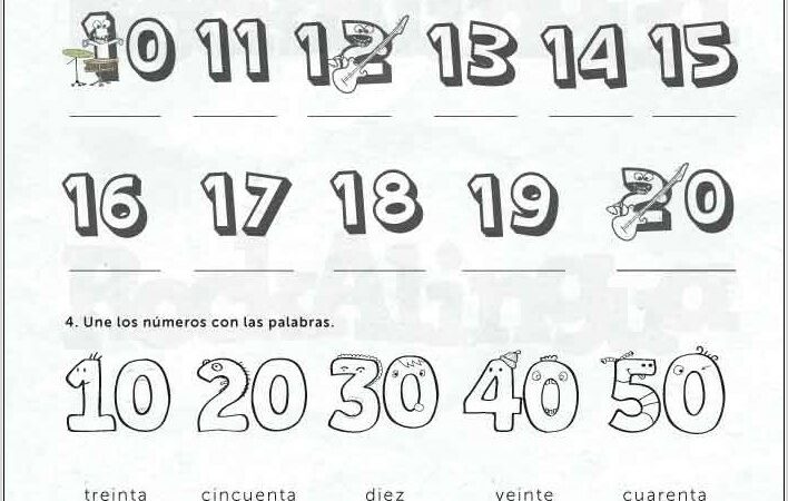 Spanish Worksheet Numbers 1 50