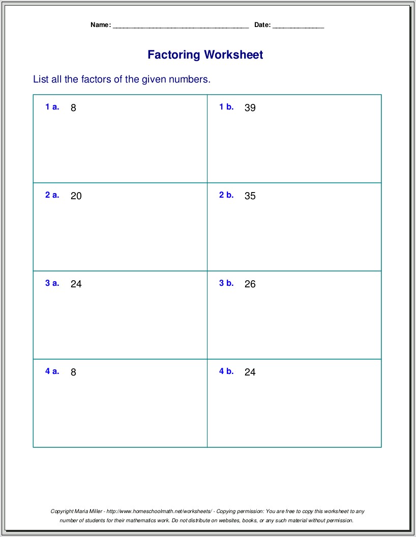 Square And Prime Number Worksheets