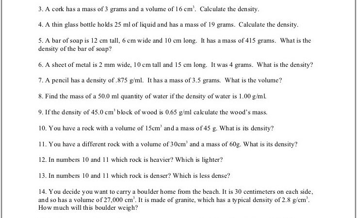 Stoichiometry With Density Worksheet Key