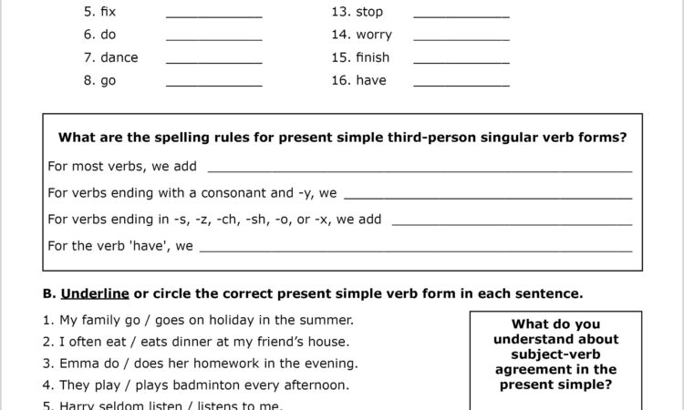 Subject And Verb Agreement Worksheets K12reader