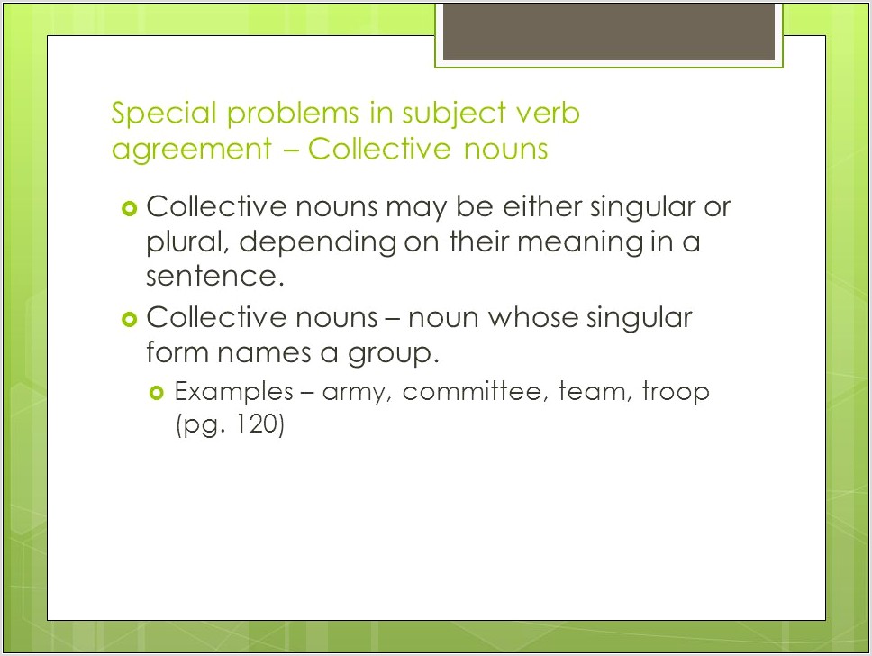 Subject Verb Agreement Exercises On Collective Nouns
