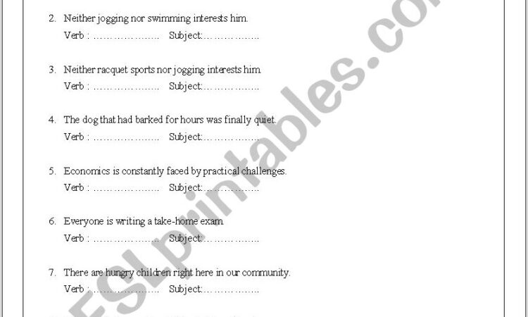 Subject Verb Agreement Quiz Esl