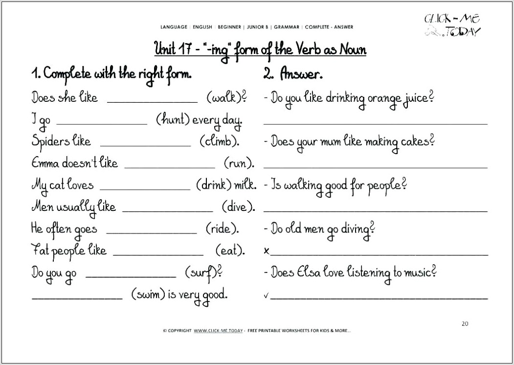 Subject Verb Agreement Quiz Middle School