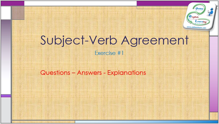 Subject Verb Agreement Quiz Online