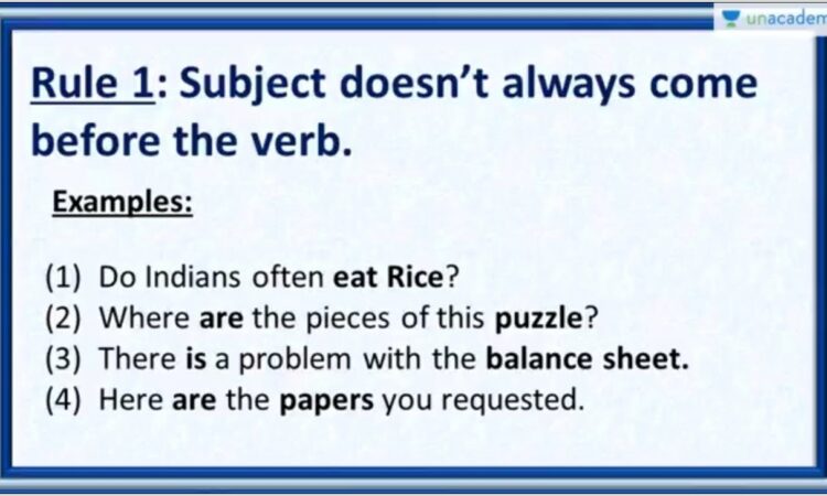 Subject Verb Agreement Rules And Quiz