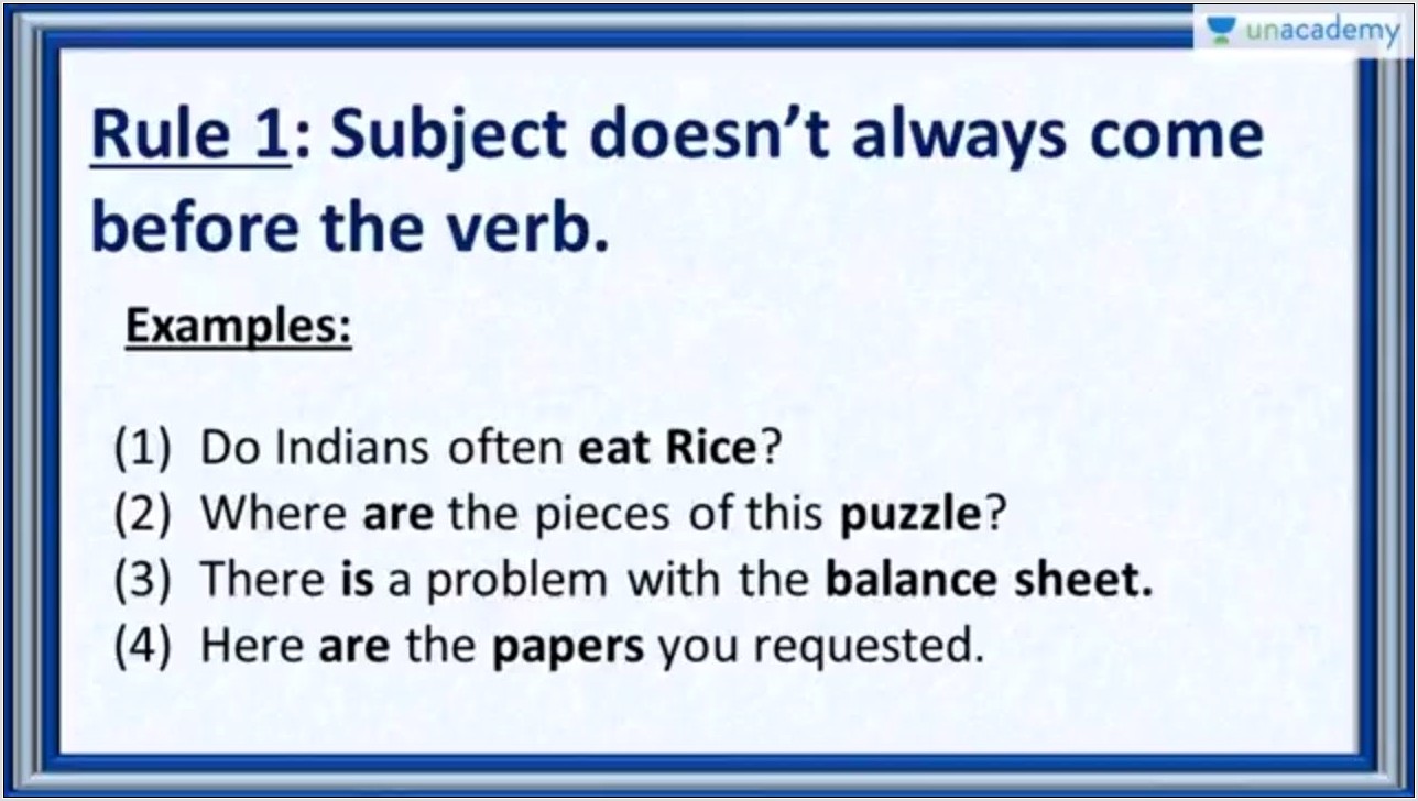 Subject Verb Agreement Rules And Quiz
