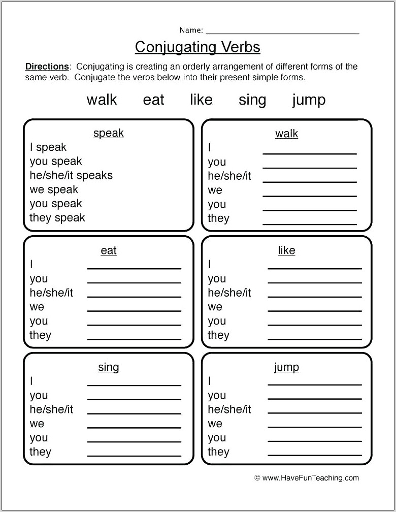 Subject Verb Agreement To Be Worksheet