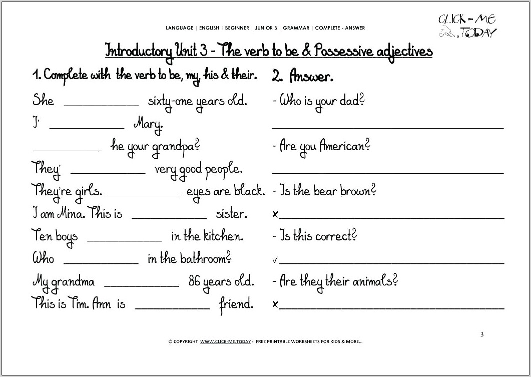 Subject Verb Agreement Worksheet Class 7