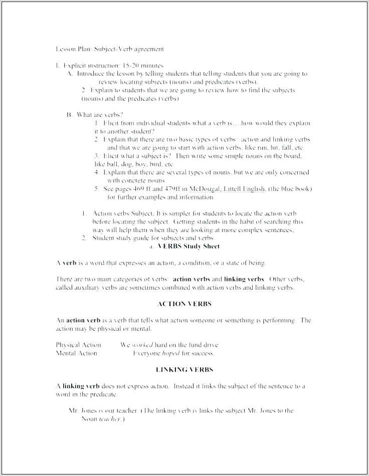 Subject Verb Agreement Worksheet For Grade 2