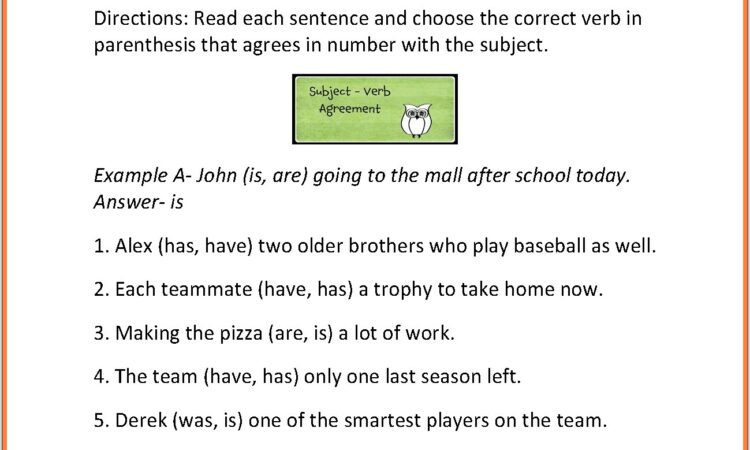 Subject Verb Agreement Worksheet Pdf